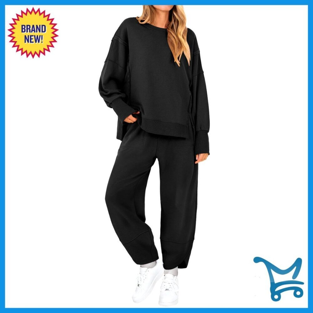 Oversized Sweatsuit Set Barrel Pants Lounge Wear Travel Outfit Y2K Chic
